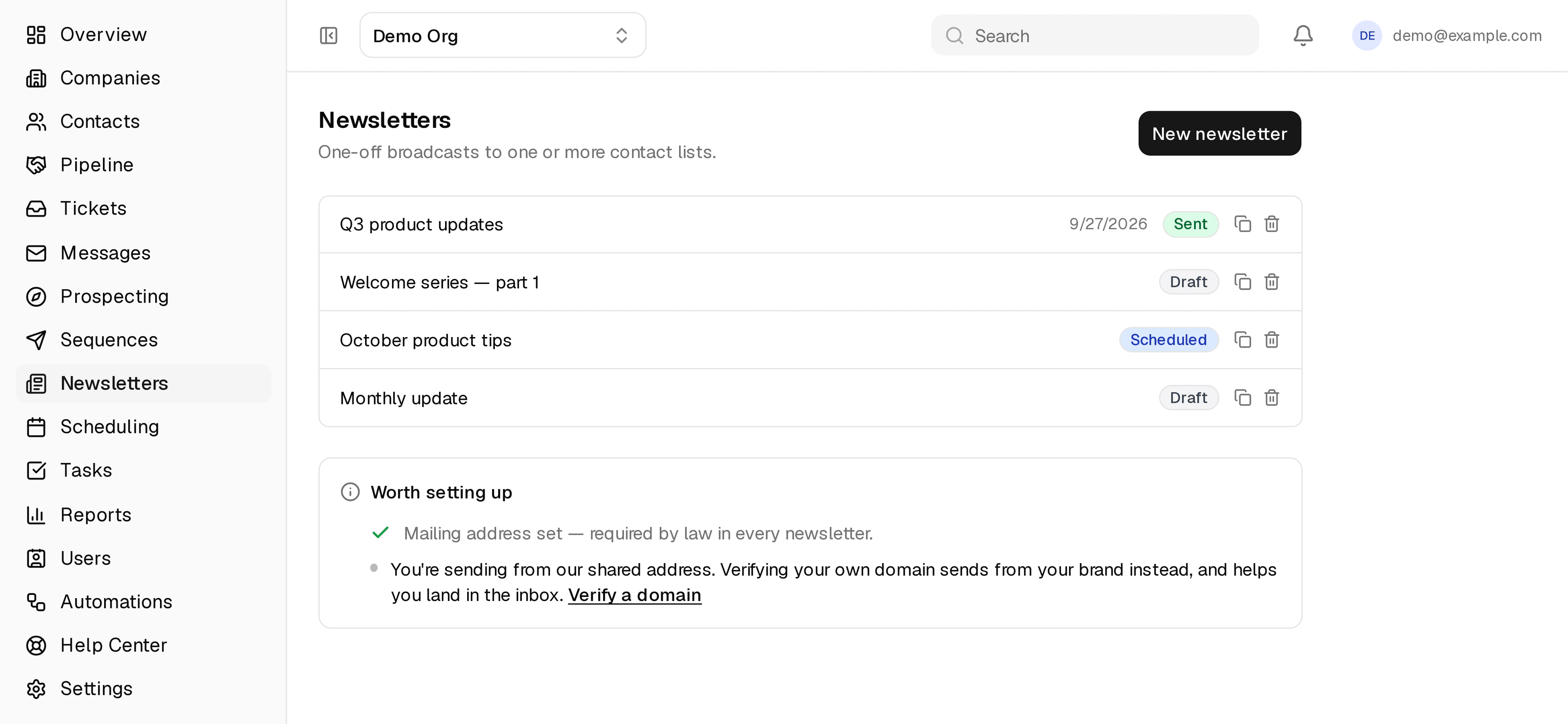 ClientPad — Newsletters