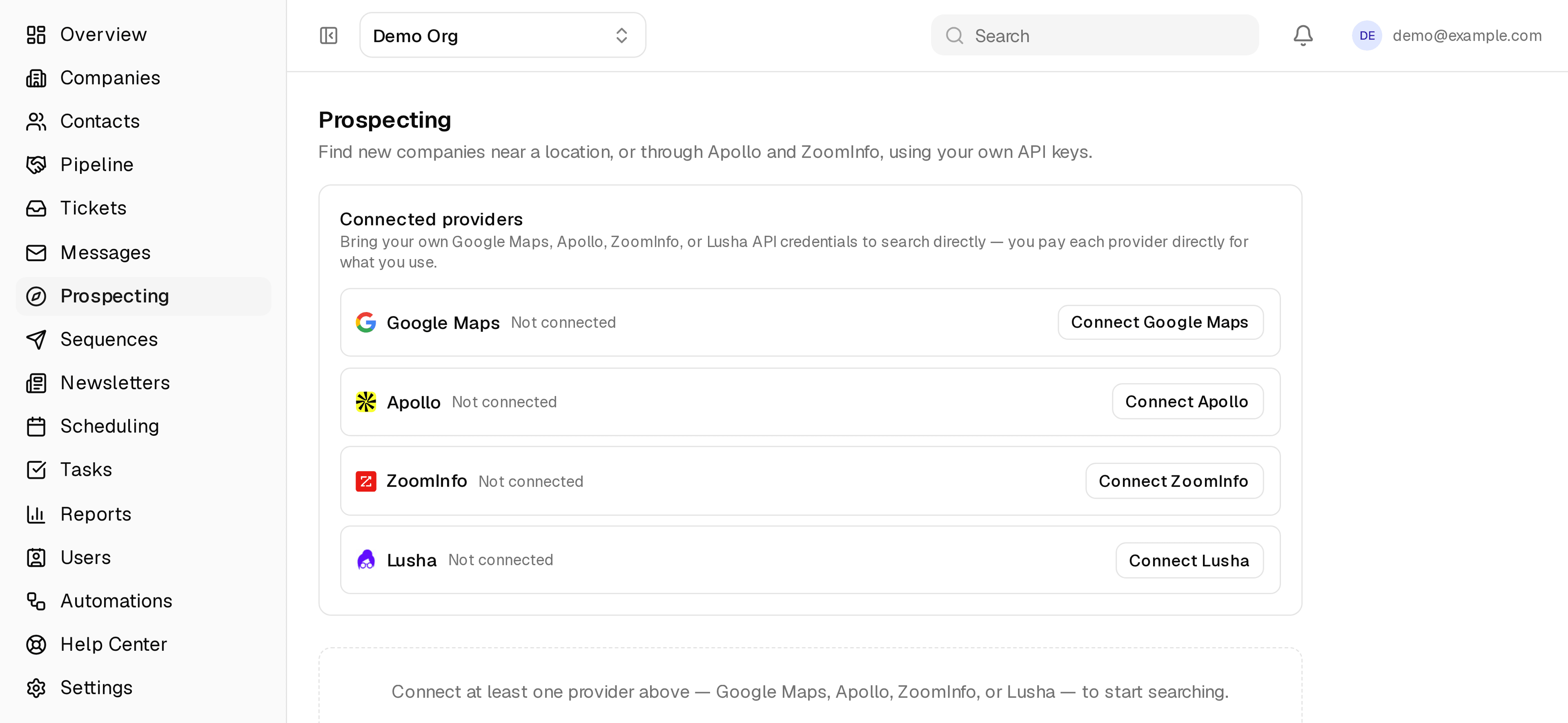 ClientPad — Prospecting