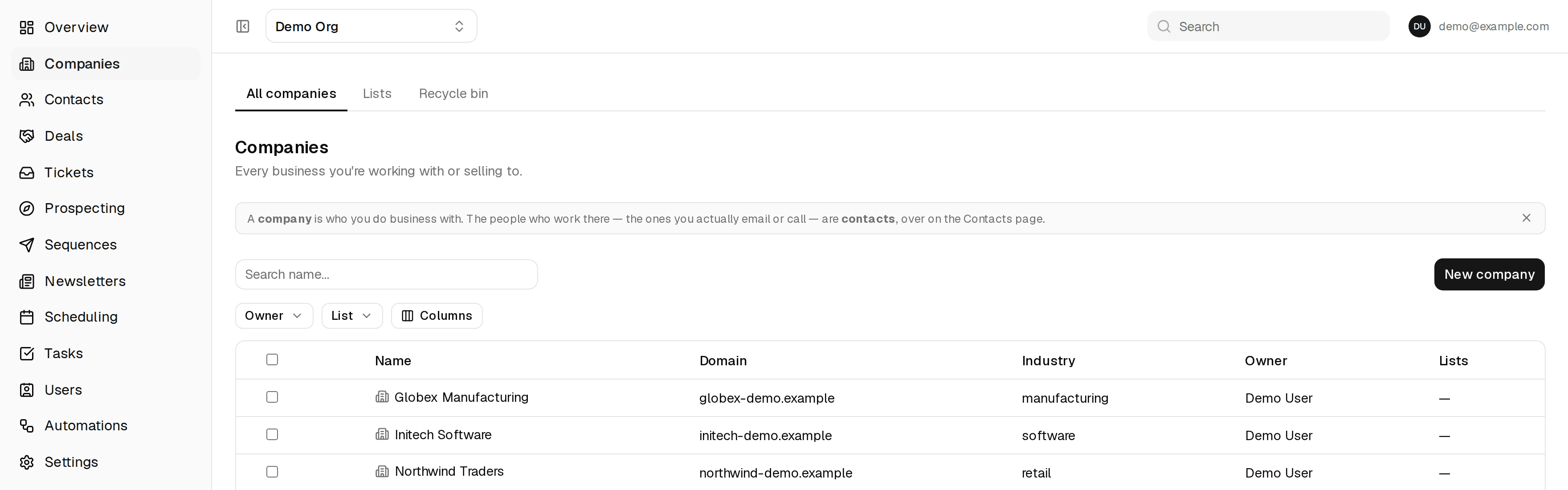 ClientPad — Companies