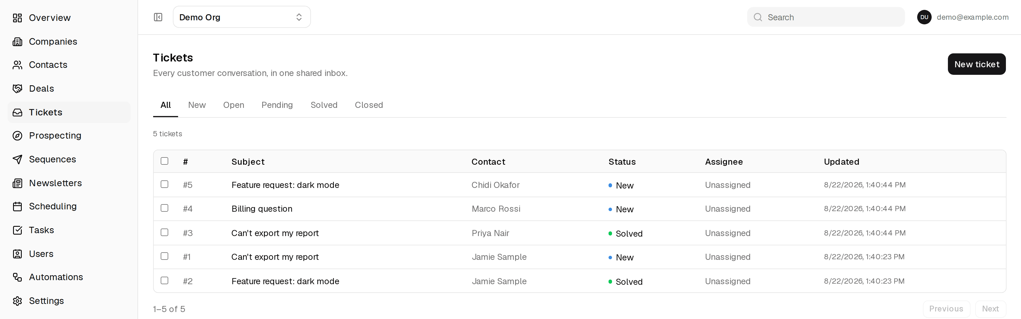 ClientPad — Shared inbox